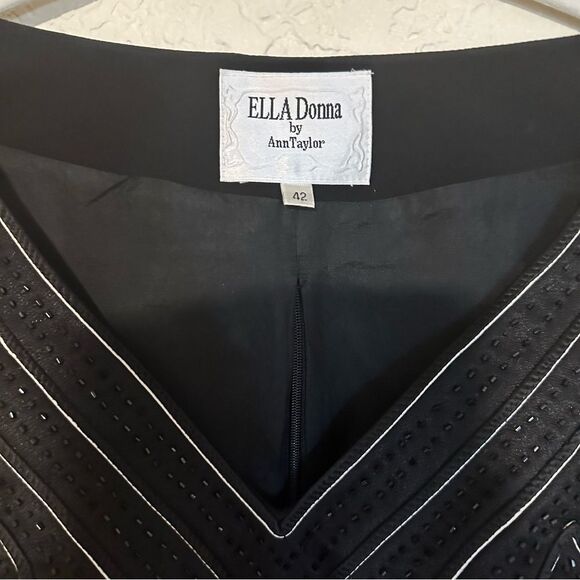 Ella Donna by Ann Taylor Black & White Beaded Sleeveless Blouse‎ 42 Euro Formal - Picture 6 of 10